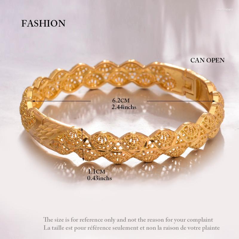 

Bangle ANNAYOYO 4Pcs/lot 24K Gold Color Bresslate Bangles For Women Girls Dubai Circle Bracelet Jewelry Ethiopian Bride Wedding Jewerly