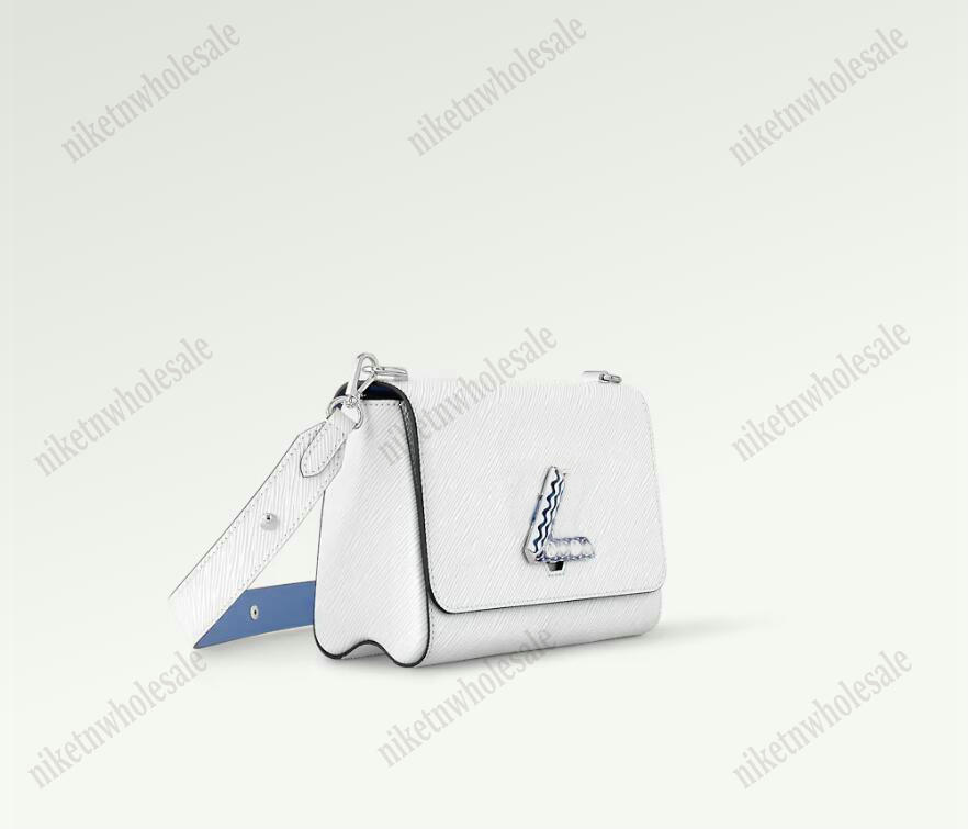 

M22781 By The Pool Twist MM Womens Handbag M22781 Epi Grained Leather Summer Shoulder Bag Twist lock Leather Designer Cross Body Bag Wide Strap, Color#01