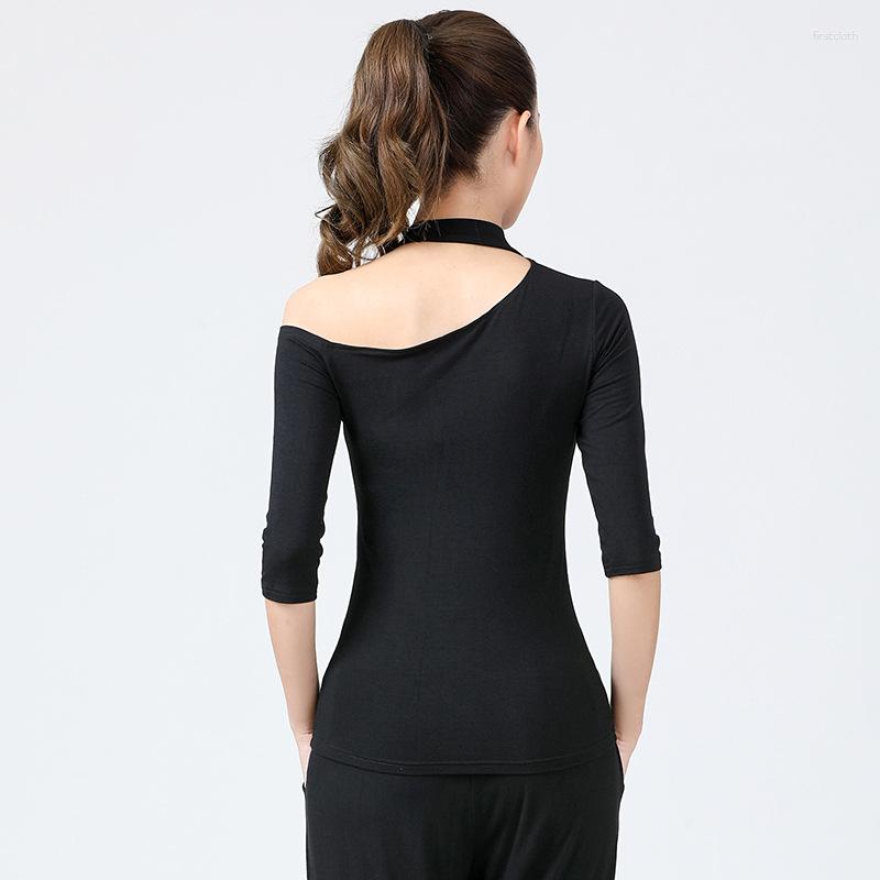 

Stage Wear Fashion Off Shoulder Sexy Slim Modern Dance Top Classical Women, Black