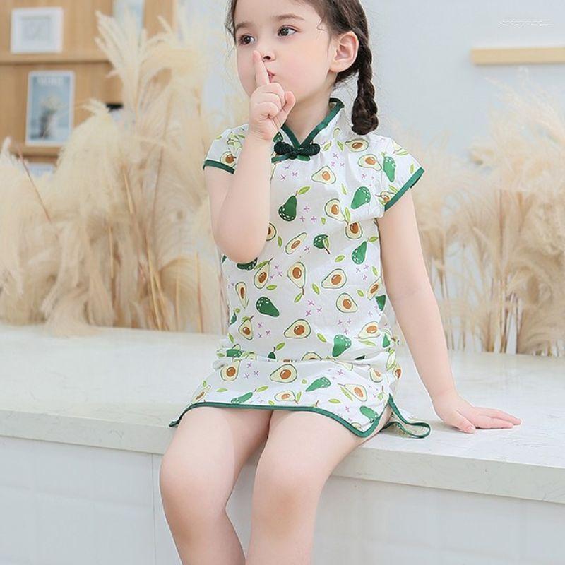 

Ethnic Clothing Cheongsam Dress Baby Girl Summer Clothes Cartoon Traditional Children Qipao