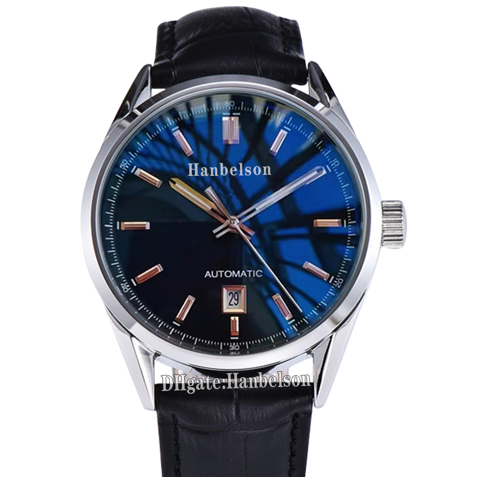 

Mens Watches Designer montre de luxe Automatic movement Glass bottom Black leather strap 41mm Wristwatches Watches, 5.black dial steel strap