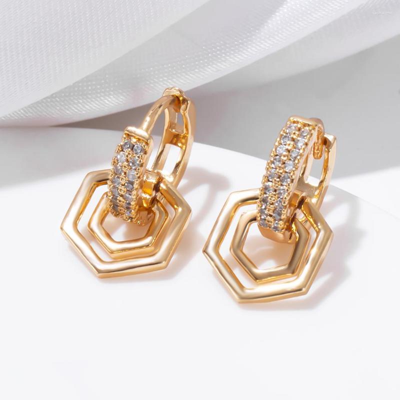 

Dangle Earrings ESSFF Fashion Geometric For Women Gifts Zircon Drop Earring Daily Wear Jewelry Pendants Hoops Accessories