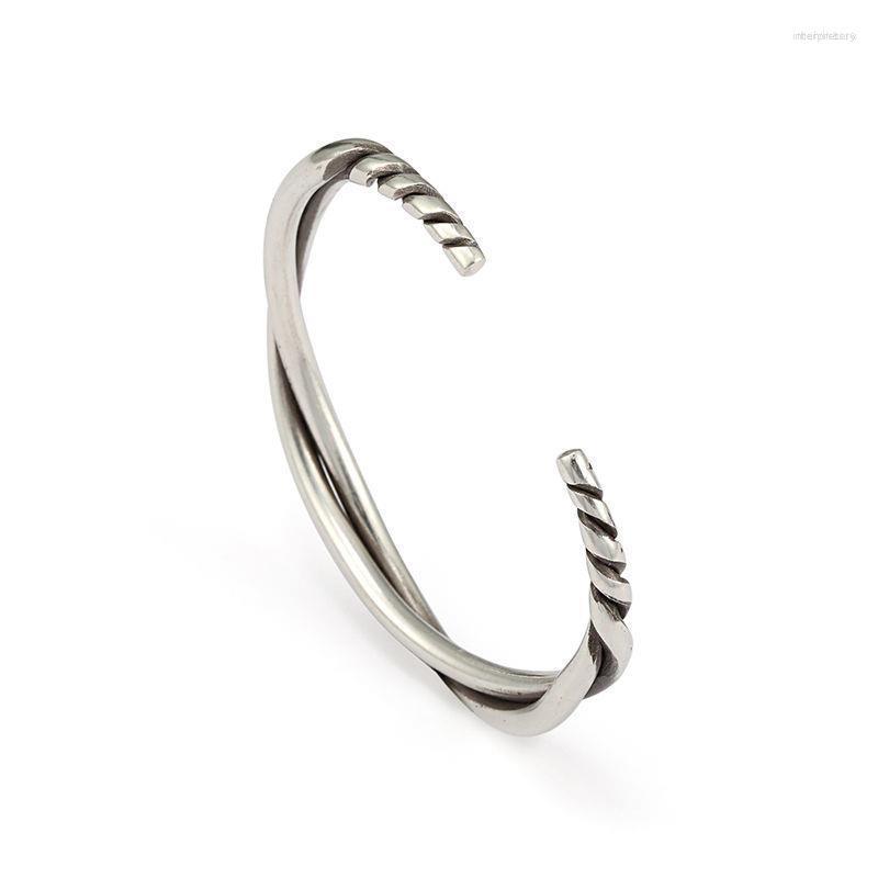 

Bangle Vintage Simple Silver Color Twist Metal Cuff For Men Fashion Casual Party Jewelry
