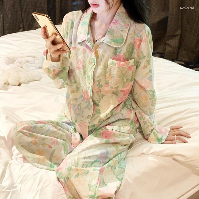 

Women's Sleepwear Rayon Pajama Sets Women Flower Nighty T-Shirt Homewear Cozy Big Size Pijamas Sweet Designer Clothing Luxury