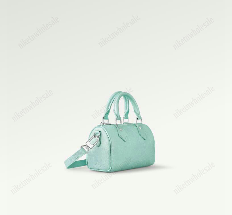 

Designer Luxurys Womens Handbag M82342 Nano Speedy Tote Pearly Lagoon Turquoise Shoulder Bag Special Edition Pearly shimmer Handle Bag Mini Purse 16cm, Color#01