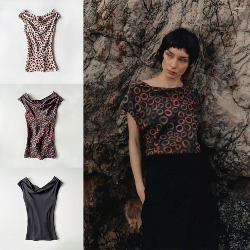 

Women's Tanks Niche Design American Retro Print Swing Collar Ladies 2023 Summer Elegant Cool Sleeveless Women Tank Tops, Tank b