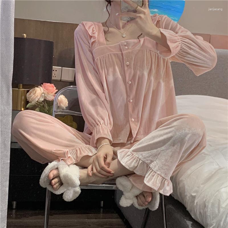 

Women's Sleepwear Tulin Fashion Casual Pajamas Set Autumn Women Lounge Wear 2 Pieces Shirt&Pants Home Clothes Lingerie Soft Pyjamas, White