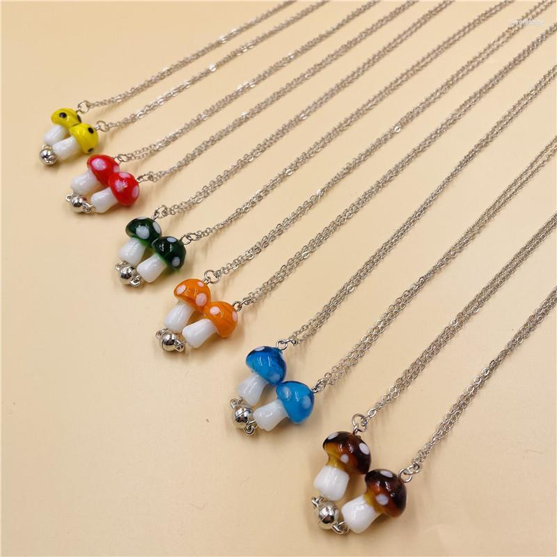 

Pendant Necklaces 2023 Fashion Women Men Simple Lovely Colorful Magnetic Mushroom Necklace Couple