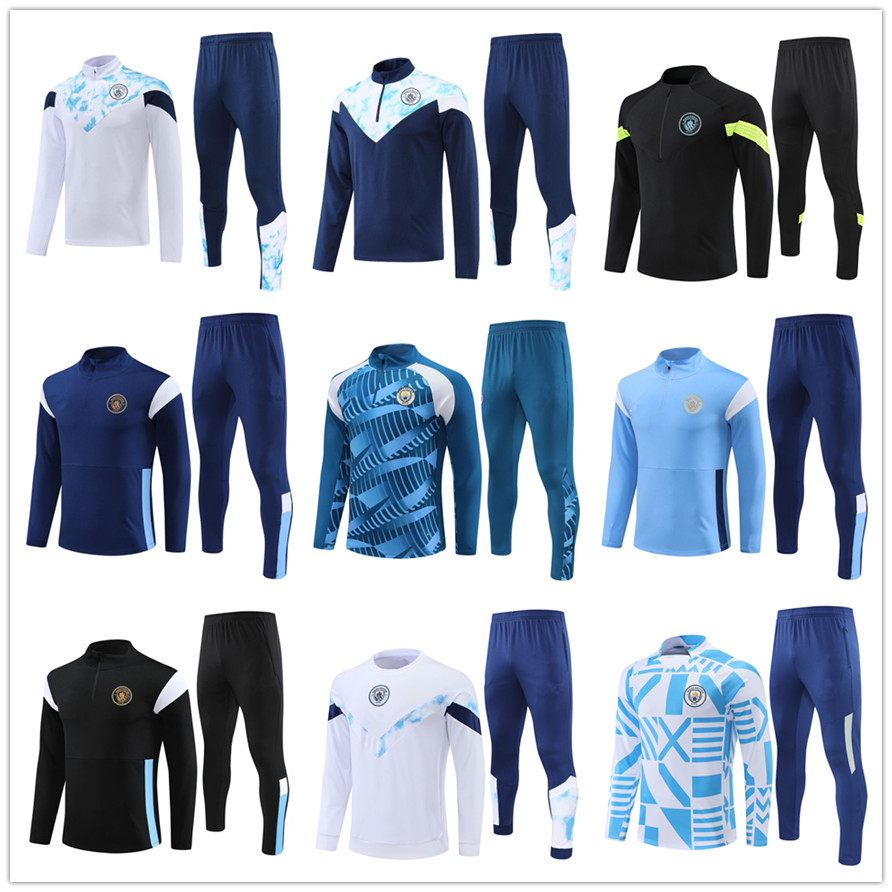 

2023 man tracksuit City HAALAND Soccer Jerseys half zip MEN AND Kids Training Suit 22/23/24 NEW Long sleeve Sportswear Football Boys girls Survatment Foot chandal TOP, 23 24 2