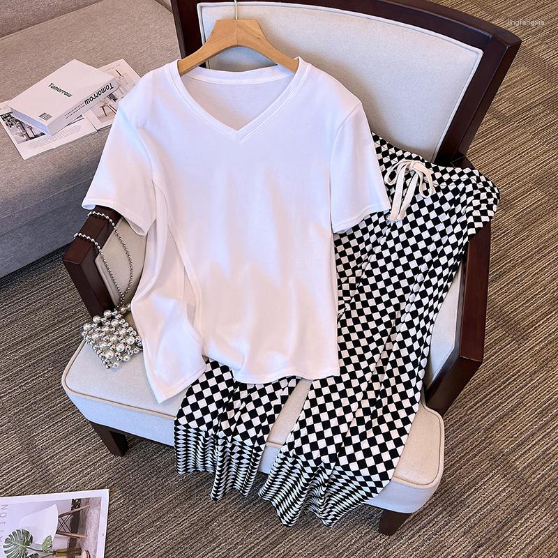 

Women's Two Piece Pants Women's Spring Autumn Fashion Tow Pieces Set Korean Casual Irregular T Shirt Long Wide Leg Suit Student Trendy, Black