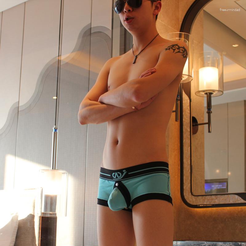 

Underpants Men's Underwear Sexy Low Modal Comfortable Hollow Rings Wide Pants Male Personality, See chart2