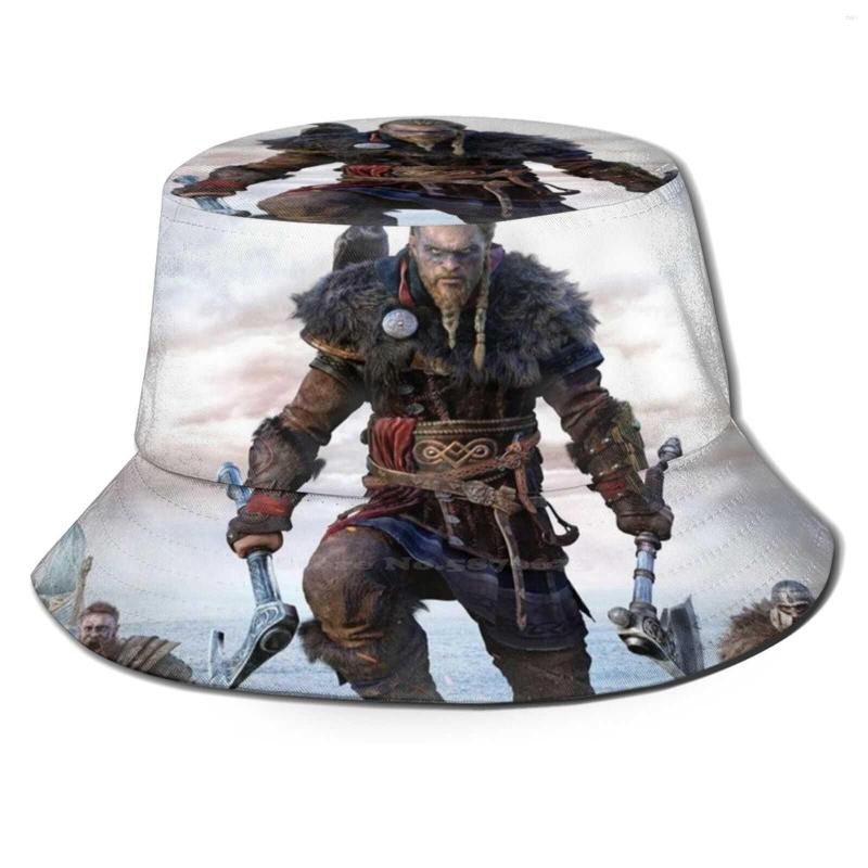 

Berets Valhalla Pattern Design Printed Travel Bucket Hats Vikings Game, Bucket hat