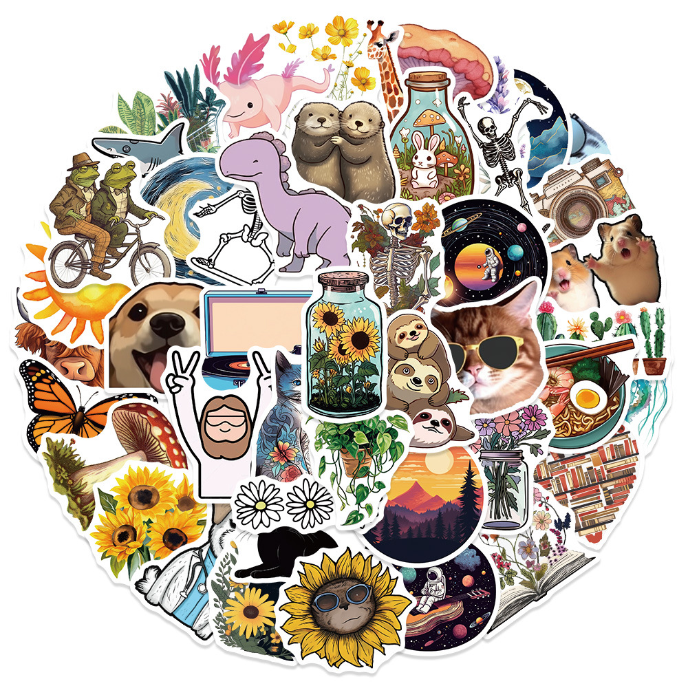 

50 PCS Mixed Popular Graffiti Stickers For Car Fridge Helmet Ipad Bicycle Phone Motorcycle PS4 Book Pvc Skateboard DIY Decals, Multi colors