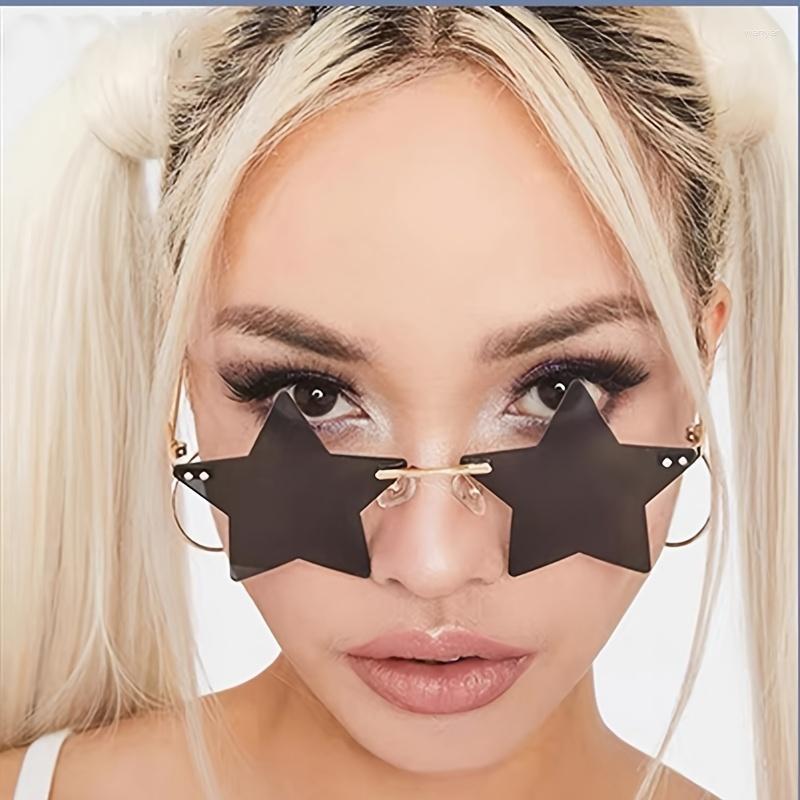 

Sunglasses Star For Women Rimless Y2k 90s Colorful Shaped Glasses Trendy Cute Party