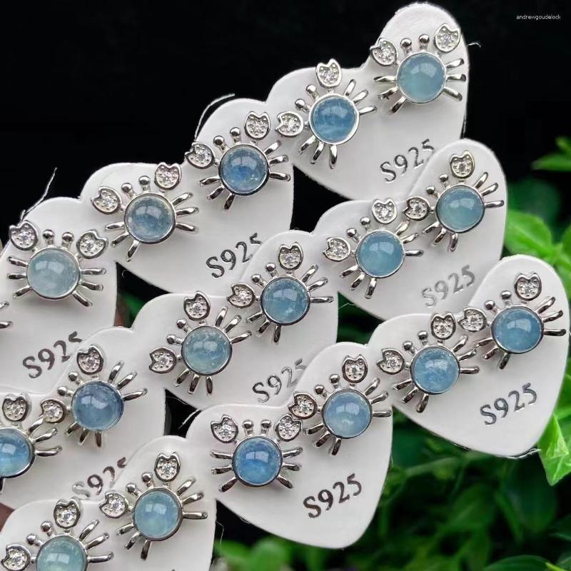 

Stud Earrings 10 Pair Scrab Shape Aquamarine Stone Clear Blue Crystal Copper Plated S925 For Wedding Women Anniversary Jewelry