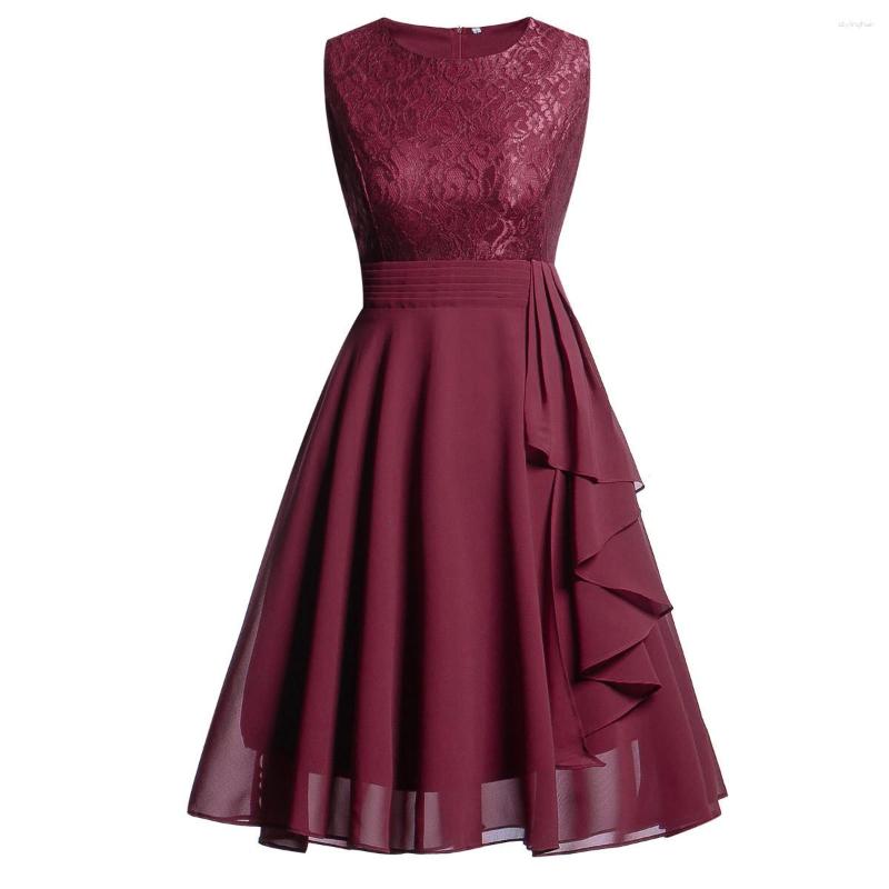 

Party Dresses Dress Women Sleeveless Formal Ladies Wedding Bridesmaid Lace Elegant Ball Gown, Purple