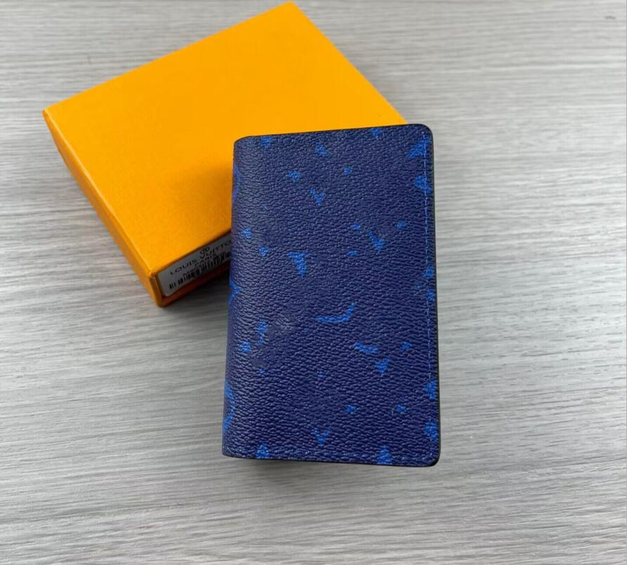 

7A High Quality POCKET ORGANIZER Taurillon small leather goods card holders embossed flower letter Cowhide-leather men wallets money purse, 30301#monogrames