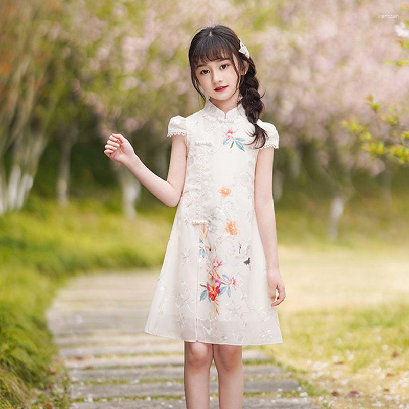 

Ethnic Clothing Cheongsam Dresses 2Y-12Y Baby Girl Summer Clothes Short Sleeve Traditional Dress Children Chinese Style Qipao