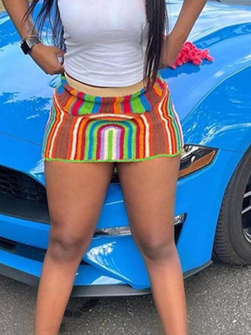 

Two Piece Dress Women 2 Knit Boho Mini Skirt Set Sleeveless Tie Back Halter Crop Cami Tops And Bodycon Beach Outfit, Multi-color