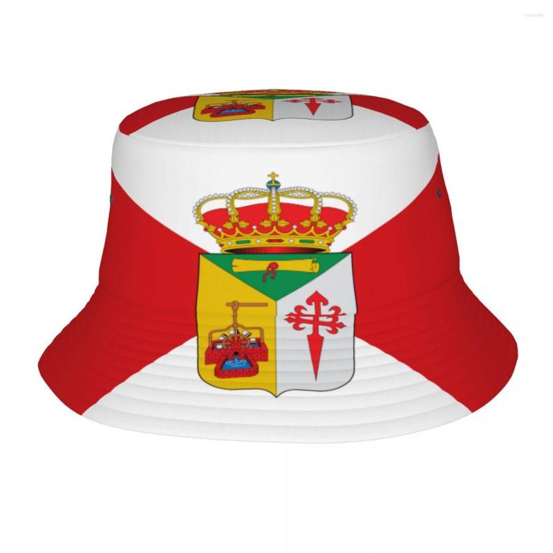 

Berets Bucket Hat Unisex Bob Caps Hip Hop Gorros Bandera De Pozorrubio Santiago Summer Panama Cap Beach Sun Fishing, Black