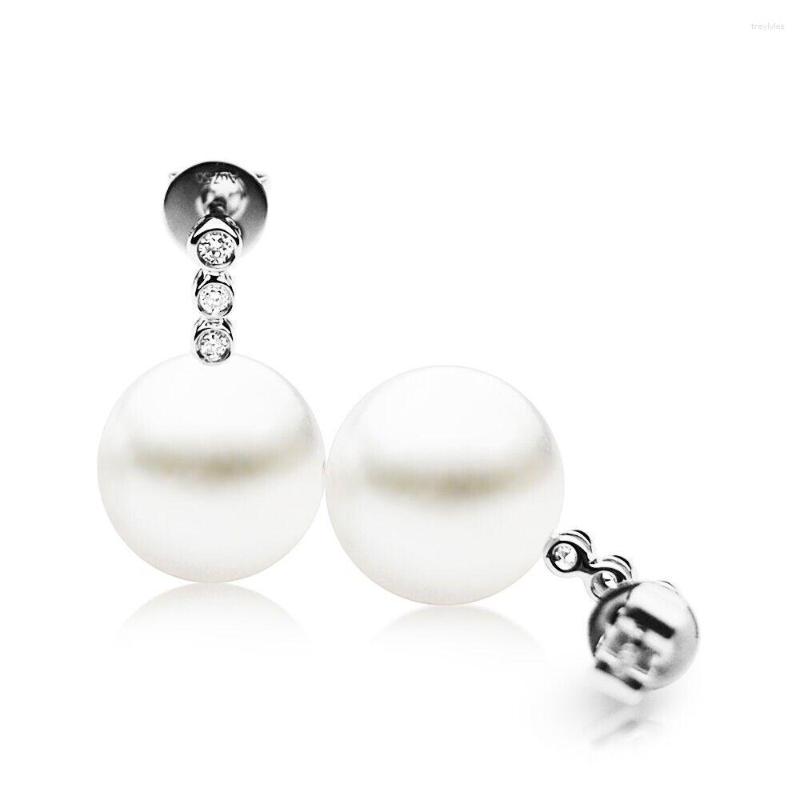

Stud Earrings 8-9-10mm Round Natural Akoya White Pearl 925 Silver