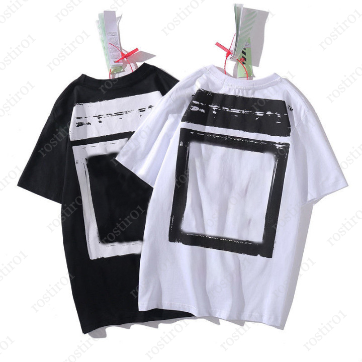 

Designer offs mens t shirt tops sports summer offs white shirts cotton loose luxury ofs tshirts casual summer short sleeves oil painting black back print, 20