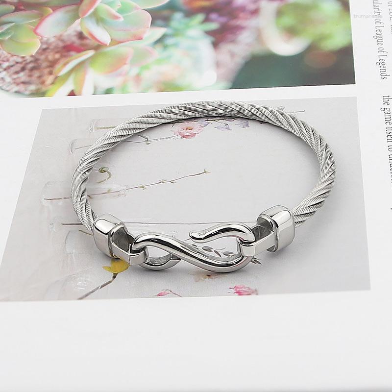 

Bangle Top Fashion Limited Fine Jewelry Steel Two-color Bracelet Hooks Love Charm Bracelets & Bangles For Women Raym22