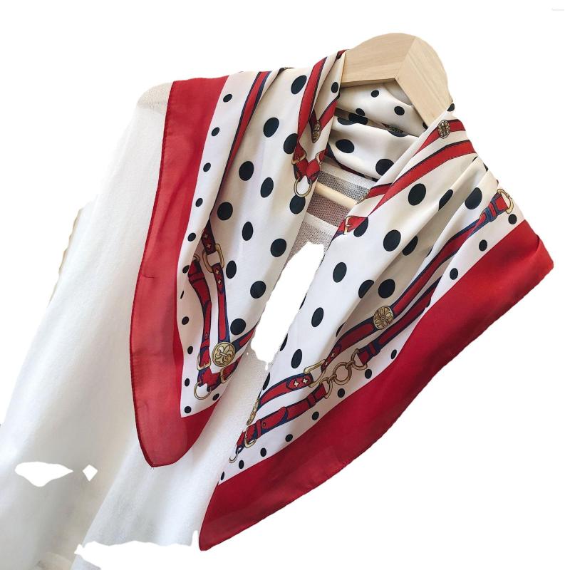 

Scarves Yishine 2023 70x70cm Wave Point Dots Chain Print Square Scarf Women Bandana Hairband Lady Head Wraps Female Shawl Neckerchief