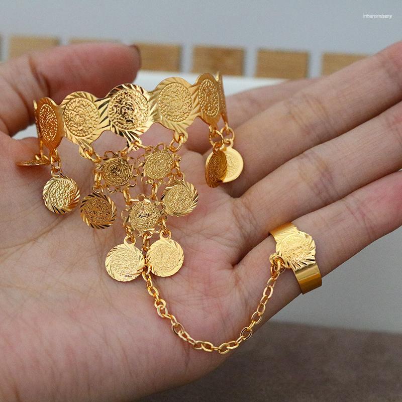 

Bangle 1 Piece Gold Bracelet Girl/Baby/Kids Charm Gypsophila Coin Round Band Ring Jewelry Kids Christmas Party Gift
