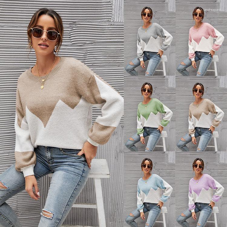 

Women' Sweaters Autumn And Winter Knitted Sweater Loose Color Matching Temperament Commuter Round Neck Women, Gray