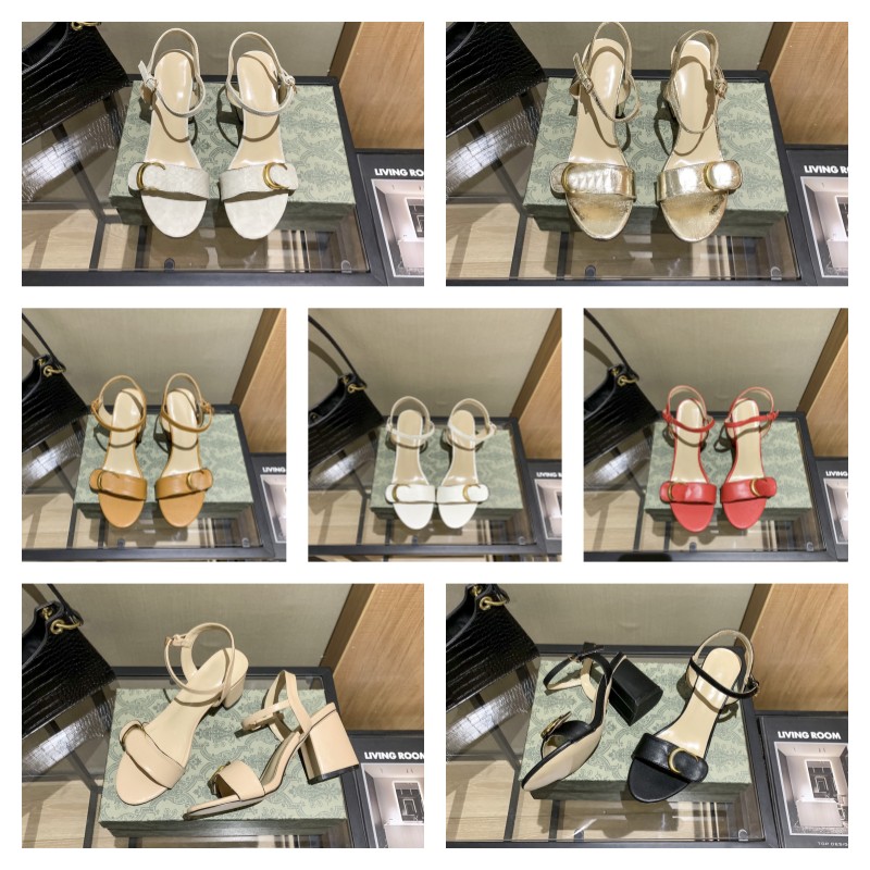 

7.5cm G letter Medium Heeled Sandals Women Metal dress Shoes Classic Designer Fashion Party Sexy block chunky Heeled Shoes Simple And Elegant Women Sandals, Guc619-3