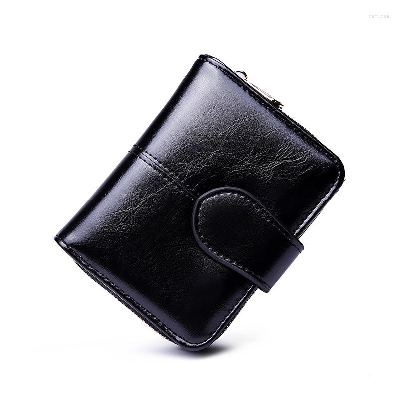 

Wallets 2023 Women Short Solid Leather Buckle Wallet Multifunction Female Purse Zipper Hasp Student Coin, Blue