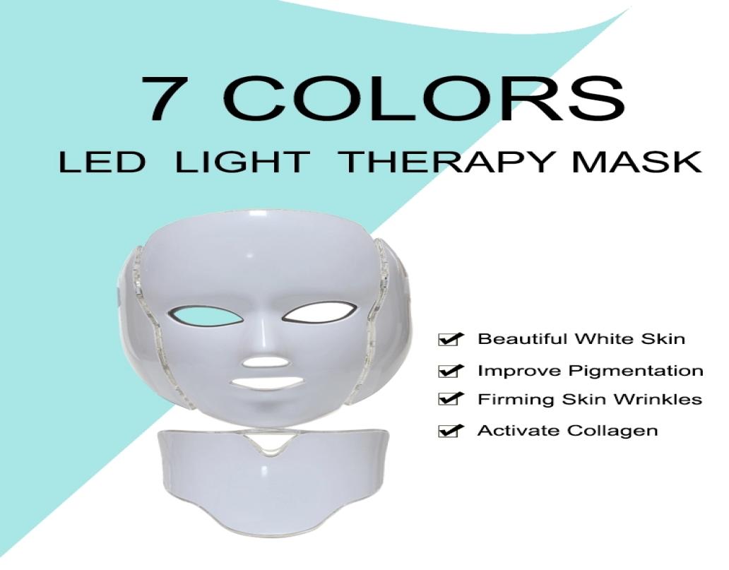 

2022 New 7 Colors Led Light Beauty Facial Therapy Skin Care Face Whitening Machine Potherapy Neck PDT Led Mask3881822553