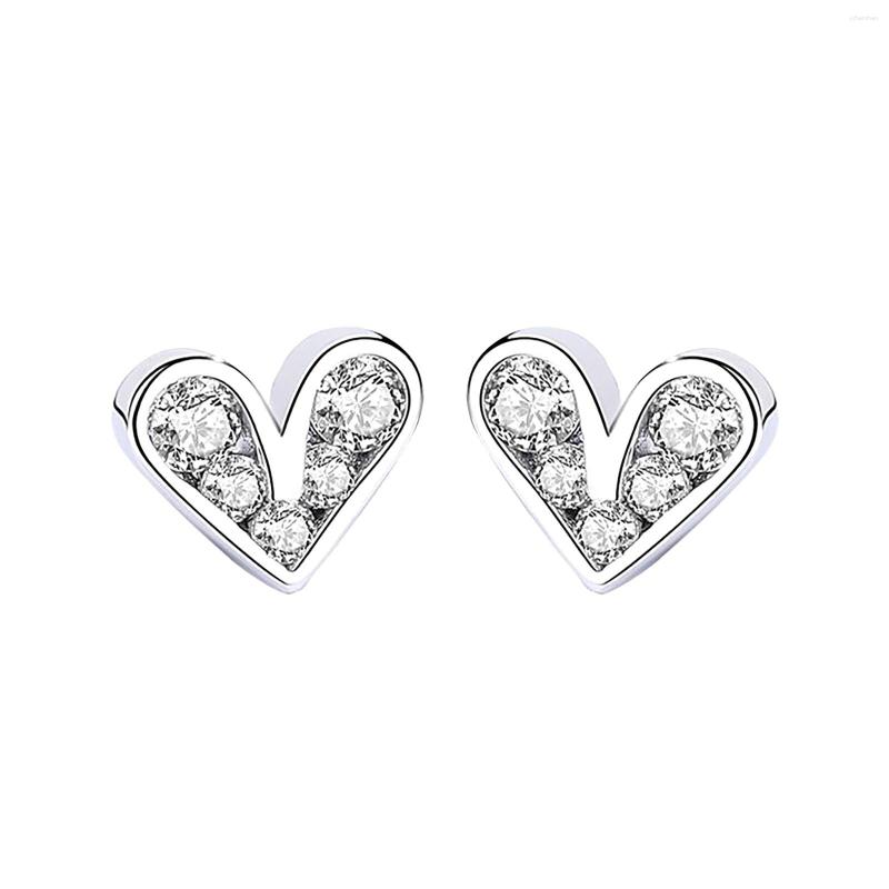 

Stud Earrings Heart Simple Shaped Inlaid Zircon Beach For Women