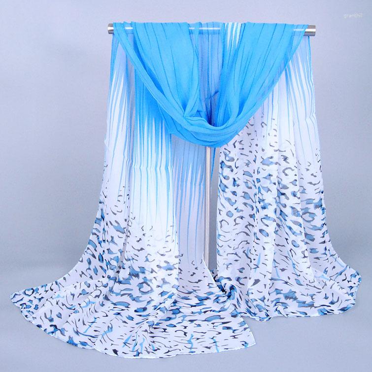

Scarves 1pc Long Chiffon Leopard Print Designer Woman Fashion Design Peacock Flower 50 160cm