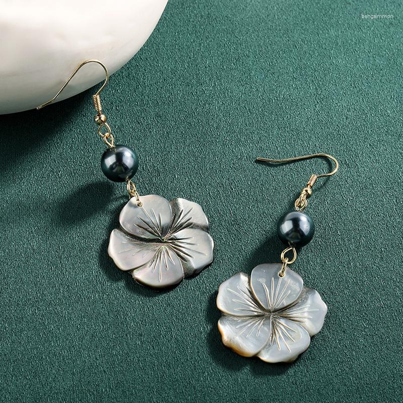 

Dangle Earrings Fashion Shell Flower Natural Pearl Drop Earring Women's Elegant Temperament Pendant Beach Jewelry For Female