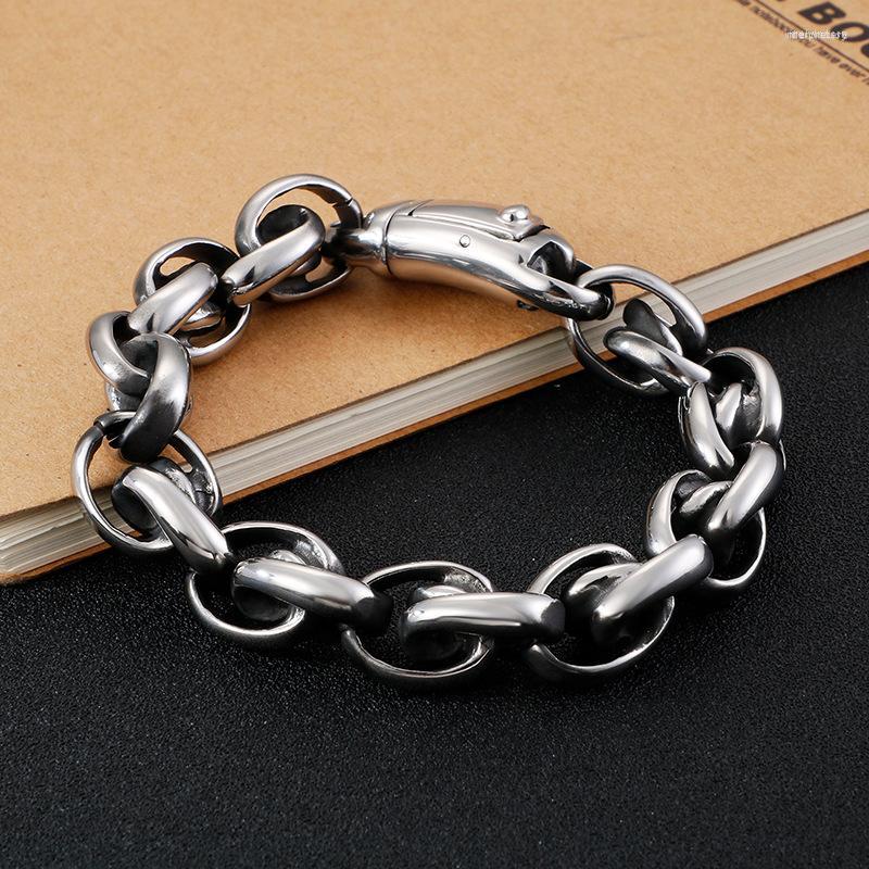 

Link Bracelets Simple And Gentle Men's Titanium Steel Bracelet Vintage Old Round