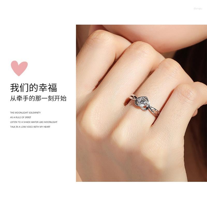 

Cluster Rings S925 Sterling Silver Ring Exquisite Jewelry Heart Proposal Confession Girl Imitation Diamond Gift