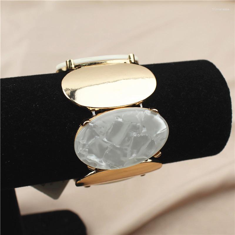 

Charm Bracelets Big Statement Gold Color Geometric Adjustable Shell Bracelet Bangles For Women Female Party Wedding Daily JewelryCharm Raym2