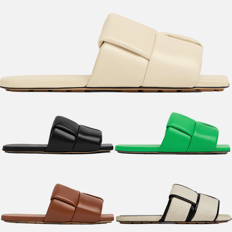 

Womens Patch Flat Sandals Slide Muller Shoes Designer Luxury Intrecio Woven Leather Sheep Leather Slippers