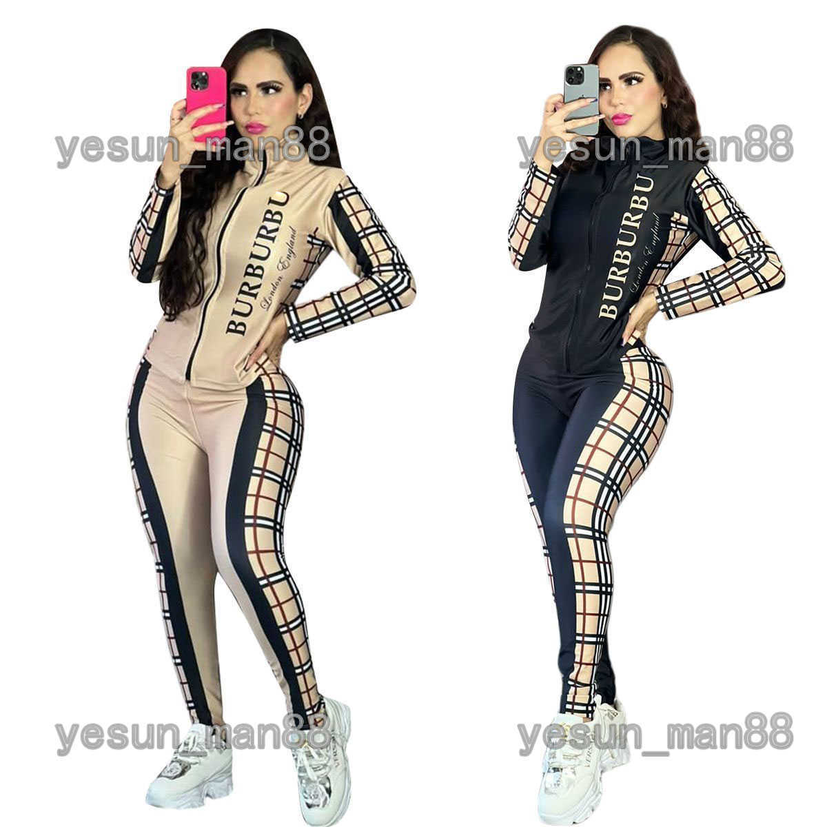 

Woman Designer Luxury burbrery Classic Womens Ladies Sports Suit Fashion Casual Letter Printing Fitness Running Sports Two-piece Set