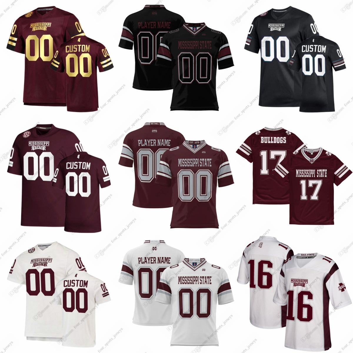 

Custom NCAA College Football Jerseys Asher Morgan Chris Parson Sutton Wright Davis Johnson Marks Pittman Bellazar''Mississippi''State''Bulldogs'', As in picture