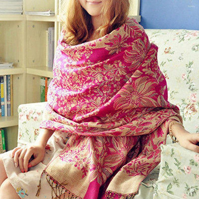 

Scarves 2023 Women Scarf Designer Retro Ethnic Style Flower Pattern Tassels Long Warm Shawl Pashmina Luxury Winter Wrap