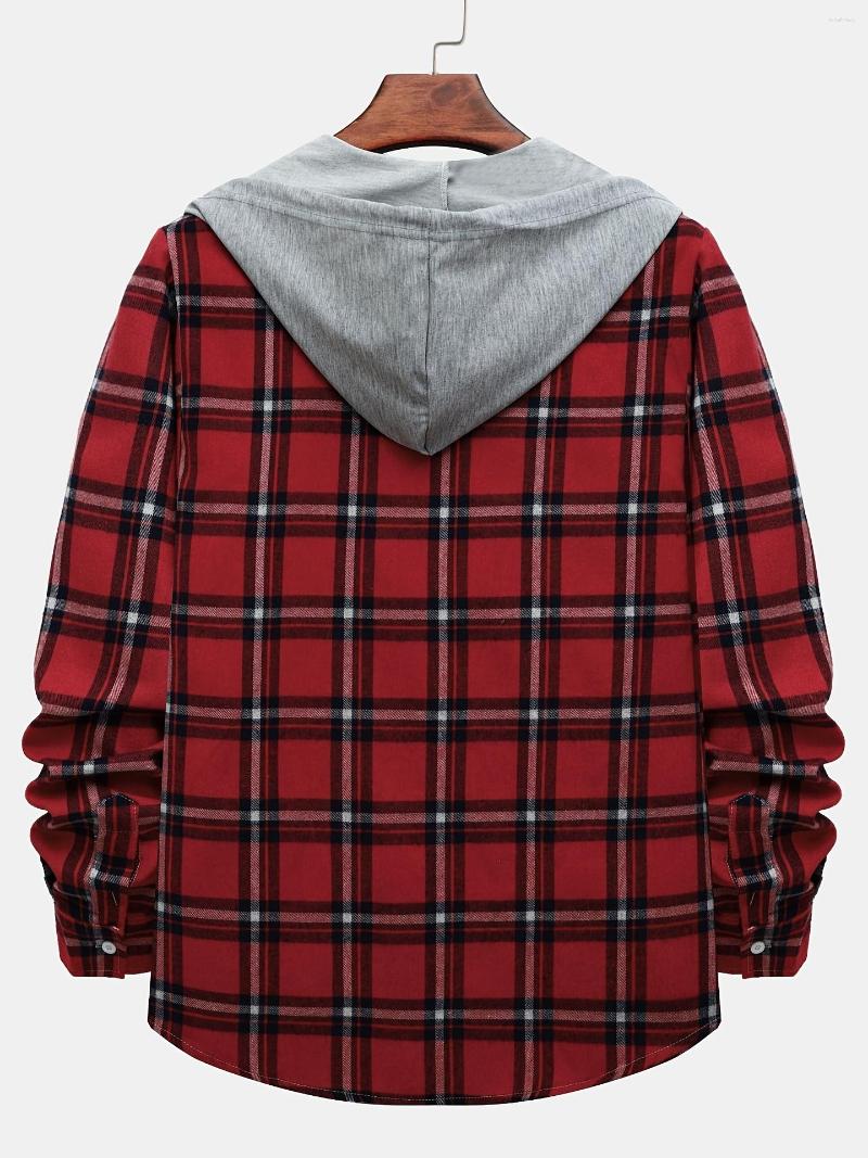 

Men's Casual Shirts Thin Material  Smaller Vintage Loose Fit Plaid Flannel Button Down Long Sleeve With Hood Christmas Gifts, Blue