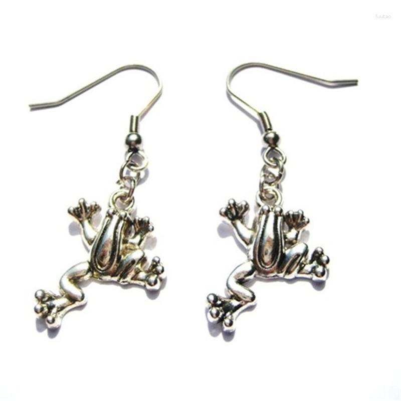 

Dangle Earrings Frog Antique Silver Color Jewelry Tree Gift Rain Forrest Animal