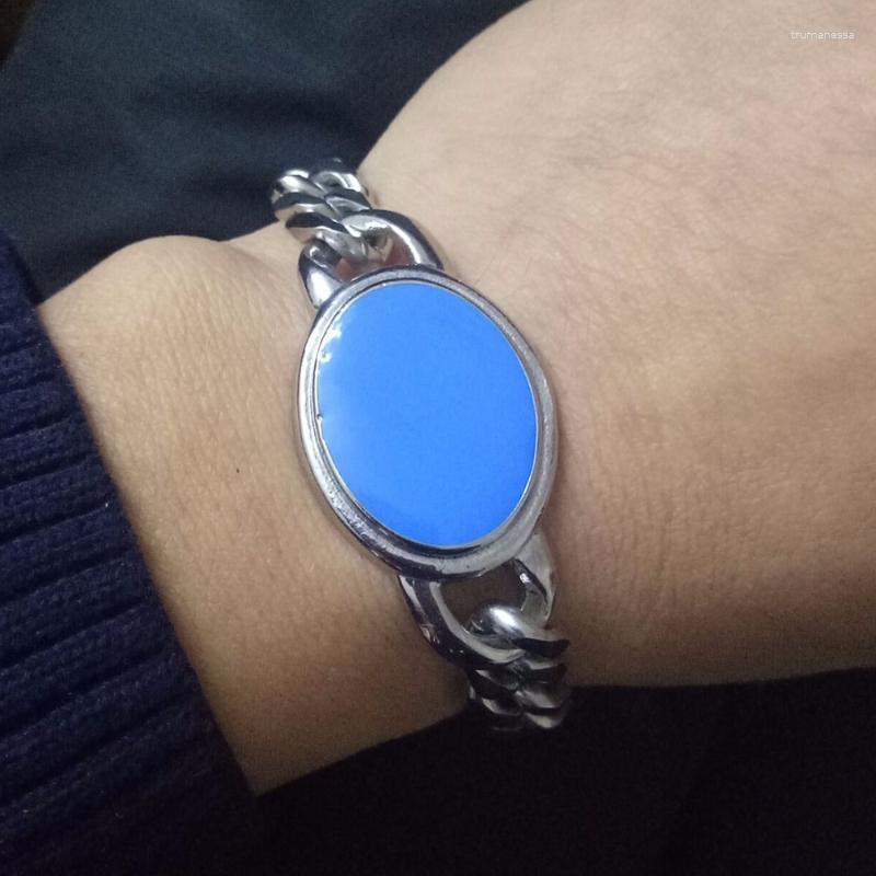 

Bangle Sell Salman Khan Bracelet For Men 316L Stainless Steel Cowboy Cuban Chain With Green Gems Nature Stone Link BraceletsBangle Raym22