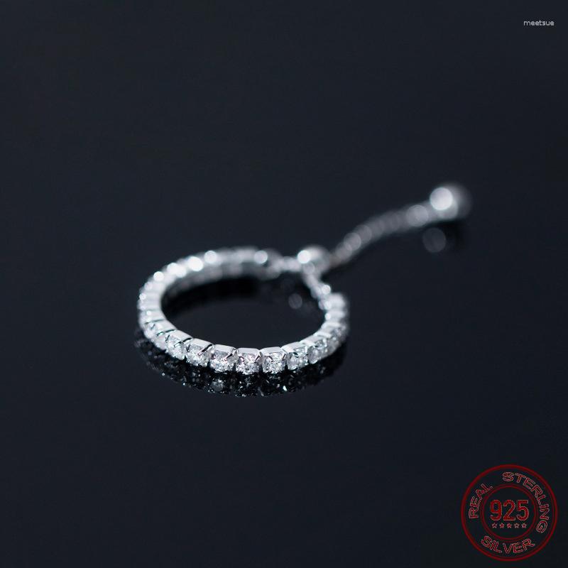 

Cluster Rings Minimum Size 53mm 925 Sterling Silver For Women Chain Shine Adjustable Korean Fashion Geometry Line Ring Girls