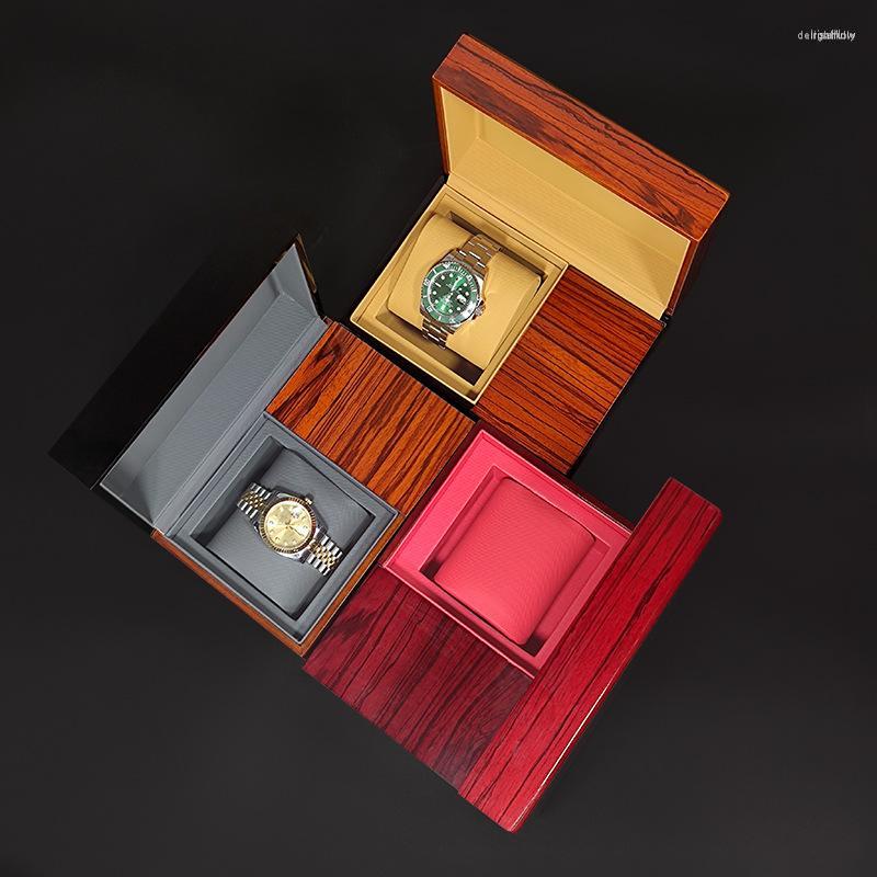 

Watch Boxes Luxury Wood Lacquered Glossy Single Box Wristwatch Display Travel Jewelry Organizer Showcase Birthday Gift