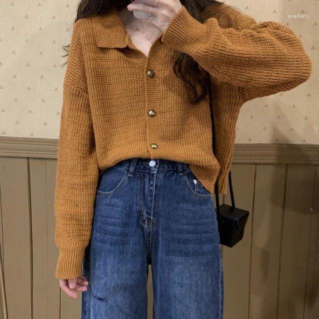 

Women's Knits Knitwears Sweater Knitting Cardigan Plus Retro Tender Female Coat, Caramel color