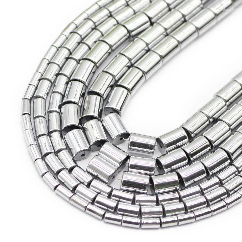

Beads Cylinder Round Silvers Hematite Natural Stone Spacers Loose For Jewelry Making Diy Bracelet Accessories 4x1/5x3/6x4/8x6MM